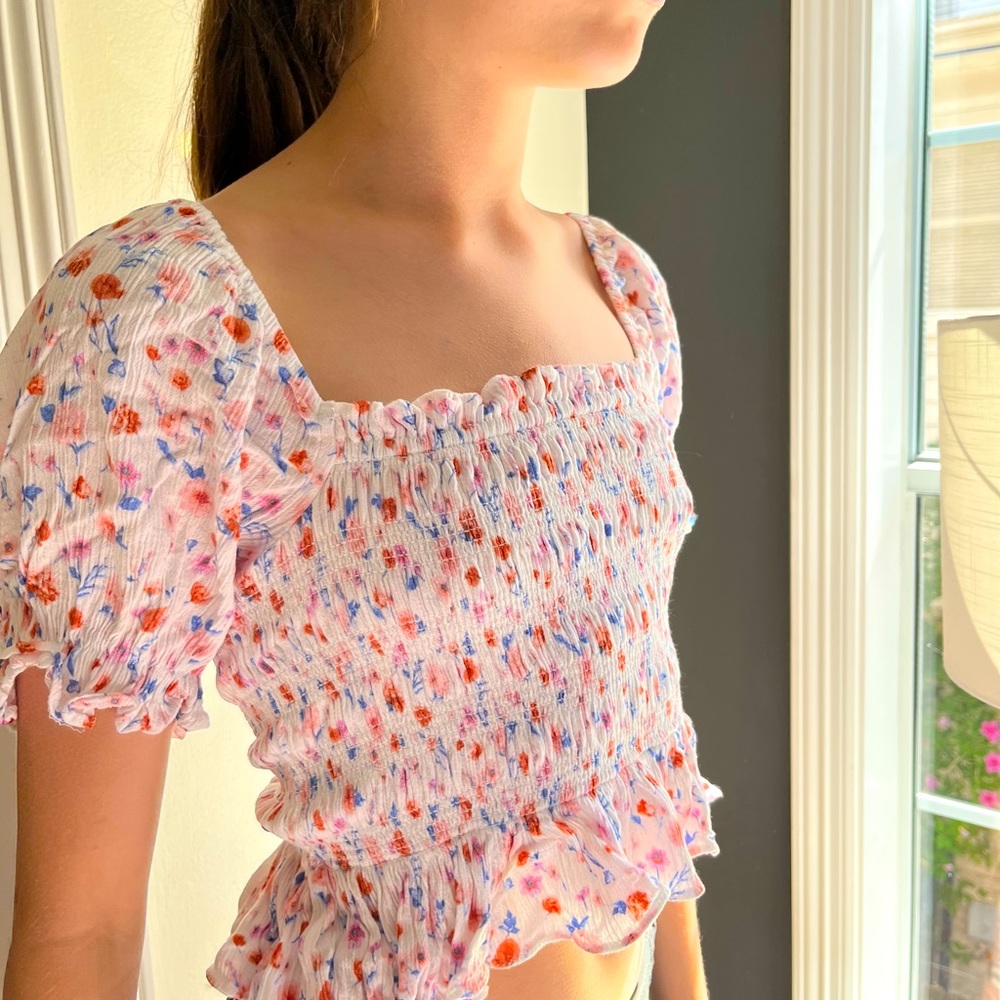 Forever 21 Floral Foam Crop Top